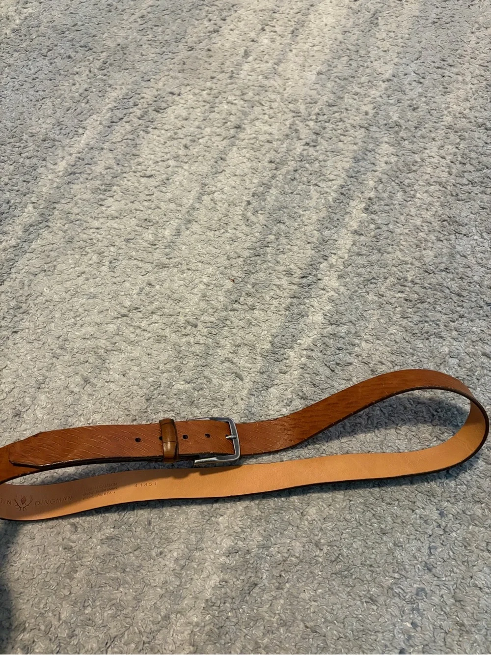Martin Dingman Mens Brown Leather Belt Size 42 Italian Calfskin USA Made 41851
